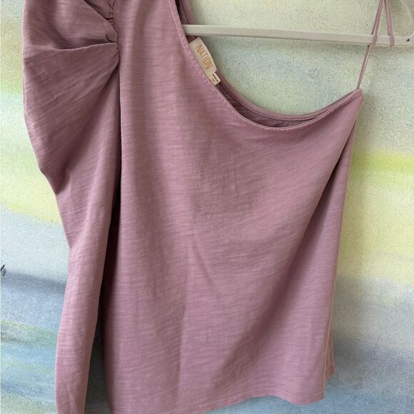 Nation LTD Sabrina One Shoulder Pink Top Size Medium - Picture 6 of 9
